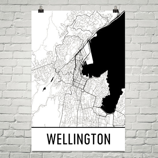 Wellington NZ Street Map Poster White