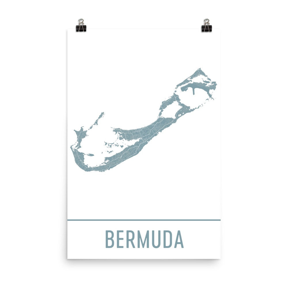 Bermuda Street Map Poster Black