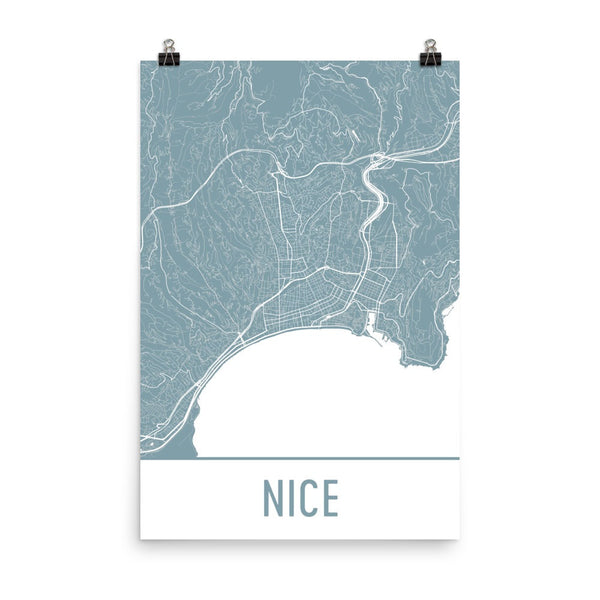 Nice France Street Map Poster White