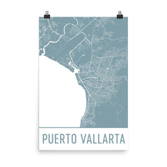 Puerto Vallarta Street Map Poster Black