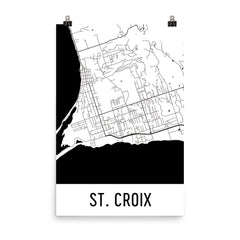 St. Croix Street Map Poster White