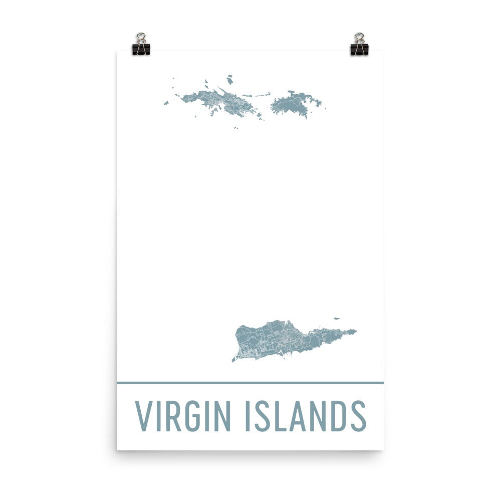 US Virgin Islands Street Map Poster Black