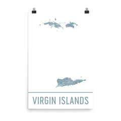 US Virgin Islands Street Map Poster Black