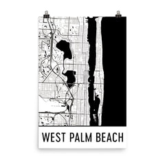 West Palm Beach Florida Street Map Poster Blue