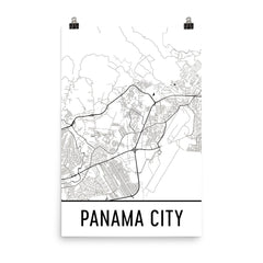 Panama City Street Map Poster White