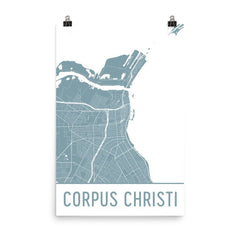 Corpus Christi TX Street Map Poster White