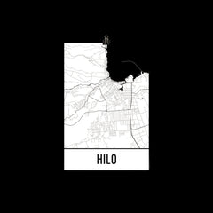 Hilo HI Street Map Poster Blue