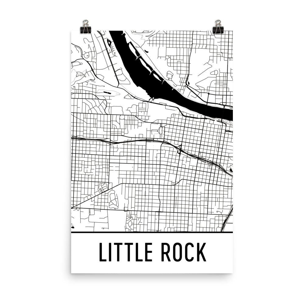 Little Rock AR Street Map Poster White