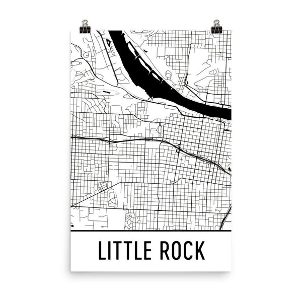 Little Rock AR Street Map Poster White