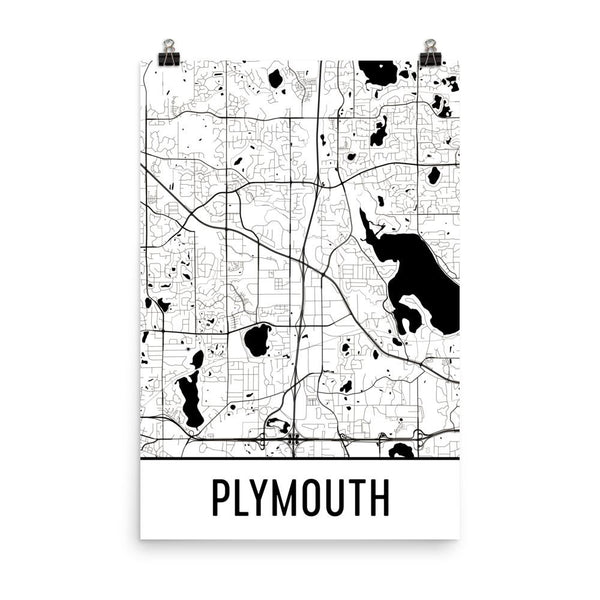 Plymouth Minnesota Street Map Poster White