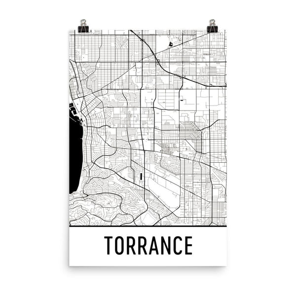 Torrance California Street Map Poster White