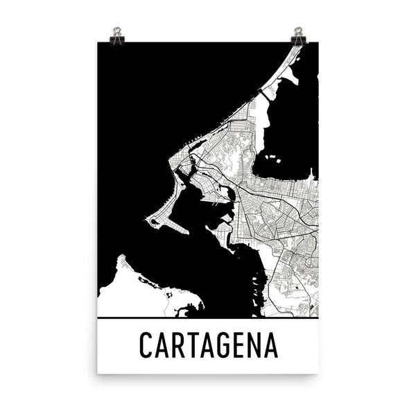 Cartagena Colombia Street Map Poster White