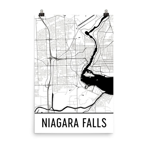 Niagara Falls NY Street Map Poster White