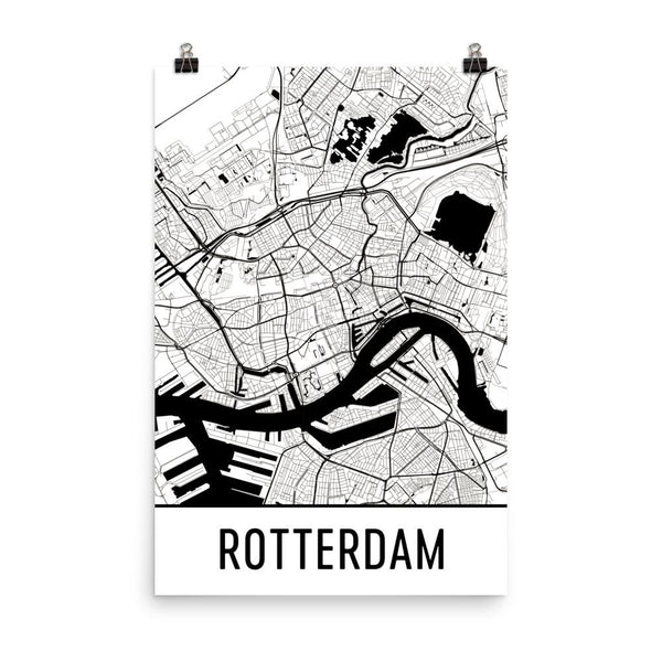 Rotterdam Netherlands Street Map Poster White