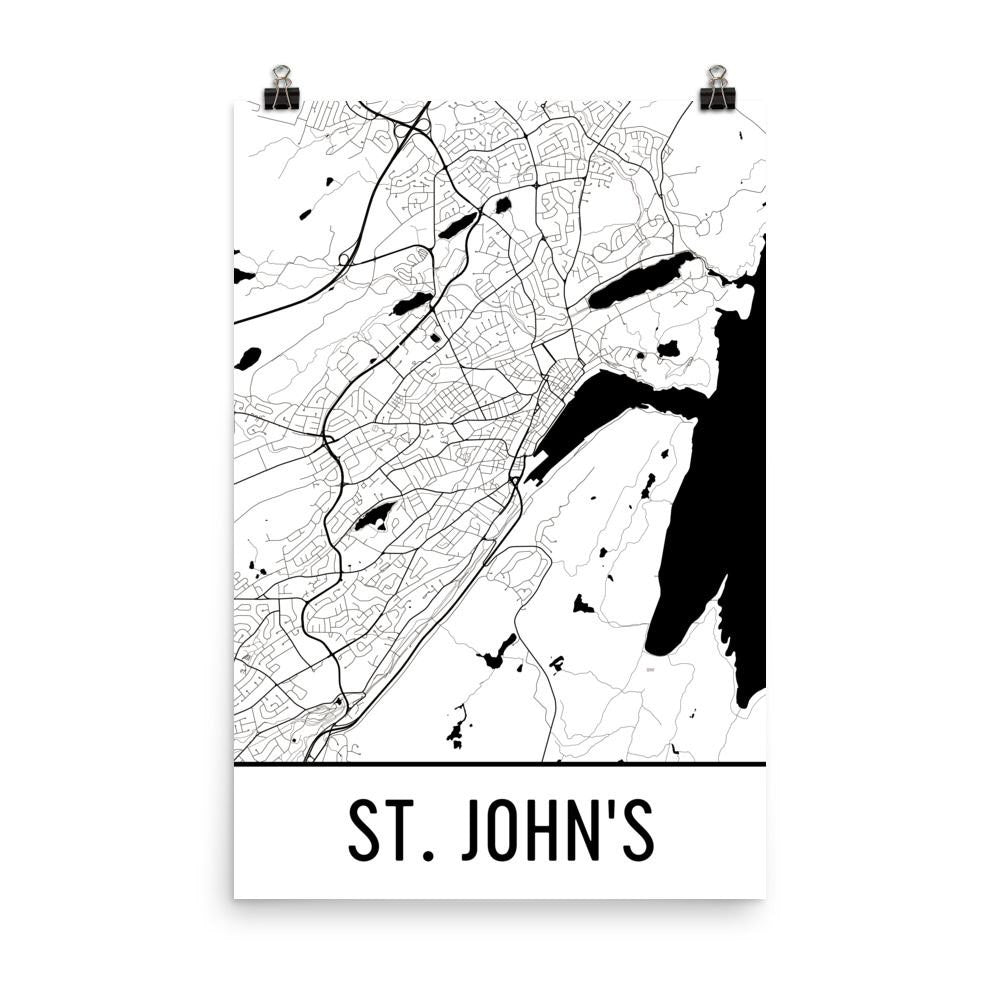St. John's Newfoundland Street Map Poster White