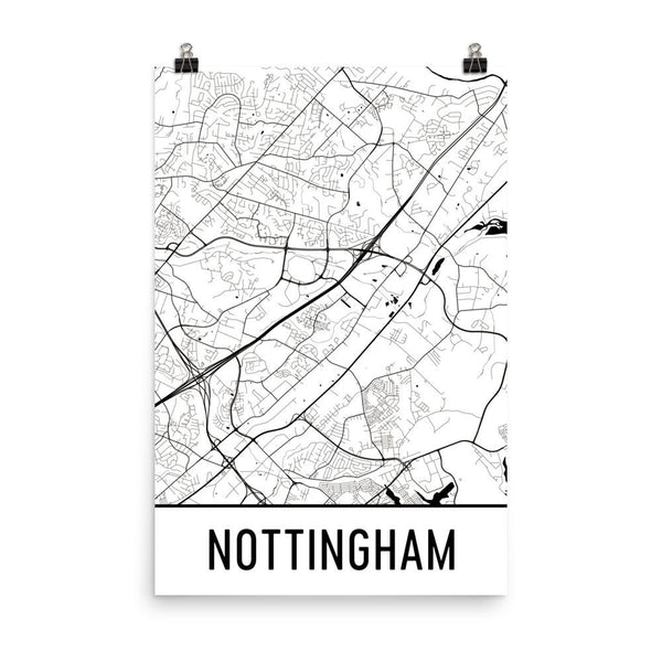 Nottingham UK Street Map Poster White