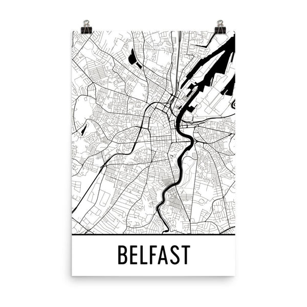 Belfast Northern Street Map Poster White