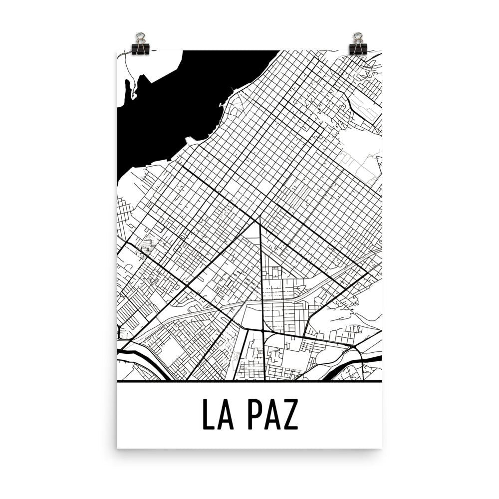 La Paz Bolivia Street Map Poster White