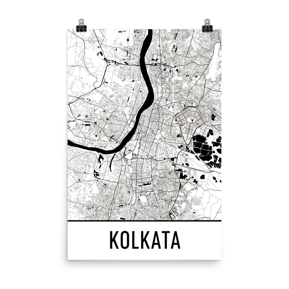 Kolkata India Street Map Poster White