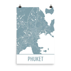 Phuket Thailand Street Map Poster White