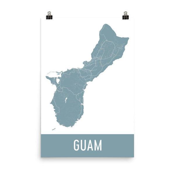 Guam Street Map Poster White