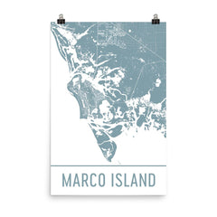 Marco Island Florida Street Map Poster White