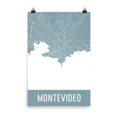 Montevideo Uruguay Street Map Poster White