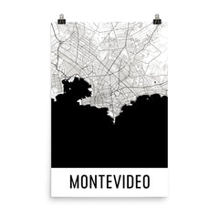 Montevideo Uruguay Street Map Poster Blue