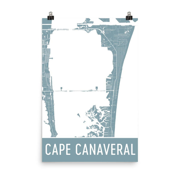 Cape Canaveral Street Map Poster White