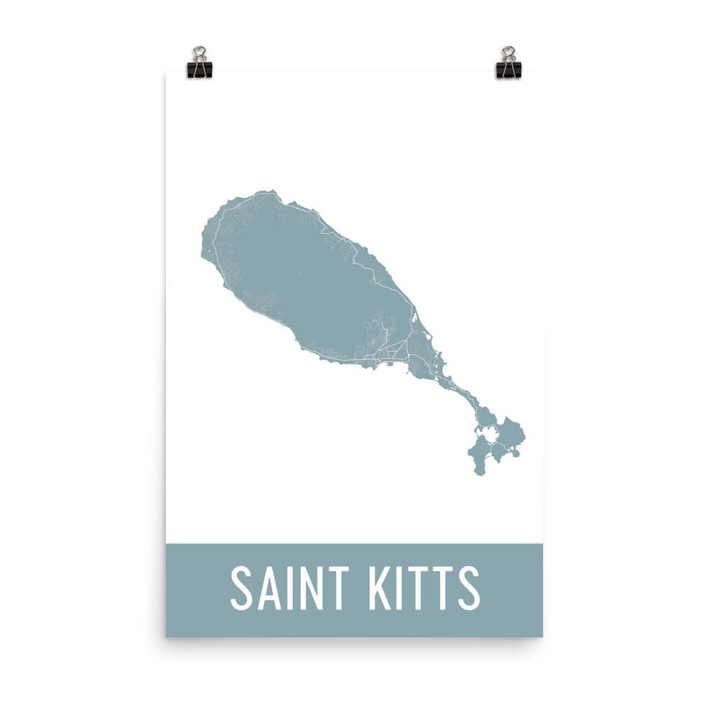 Saint Kitts Street Map Poster Black