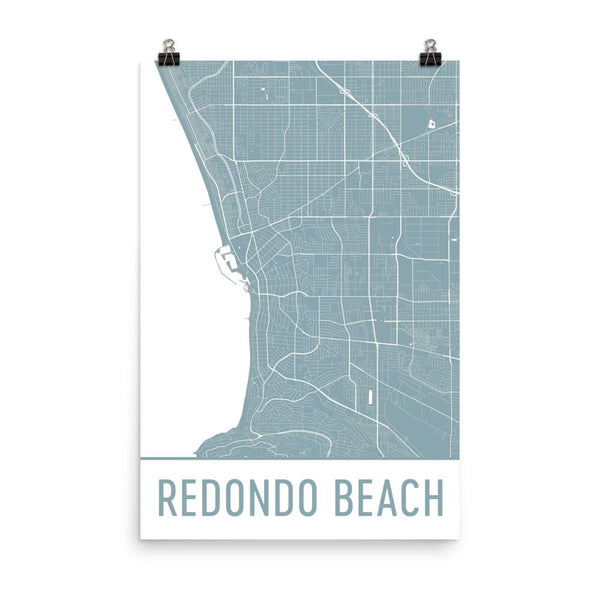Redondo Beach CA Street Map Poster Black