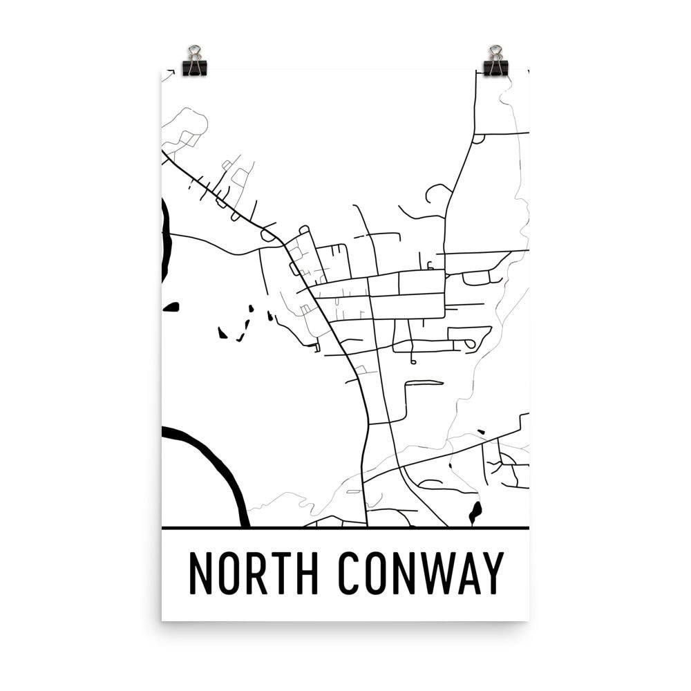 North Conway Street Map Poster White