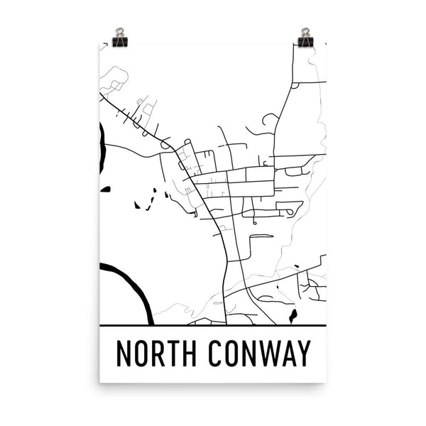 North Conway Street Map Poster White