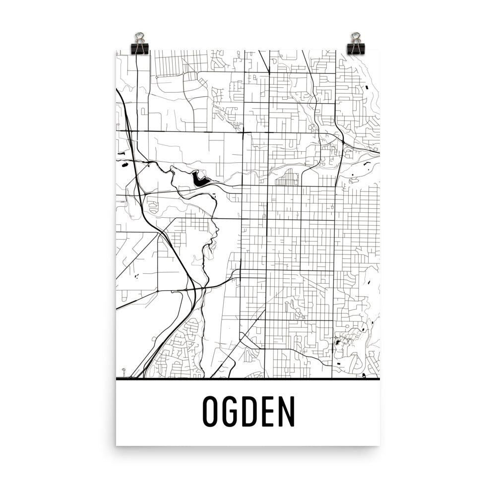 Ogden Utah Map Street Map Poster White