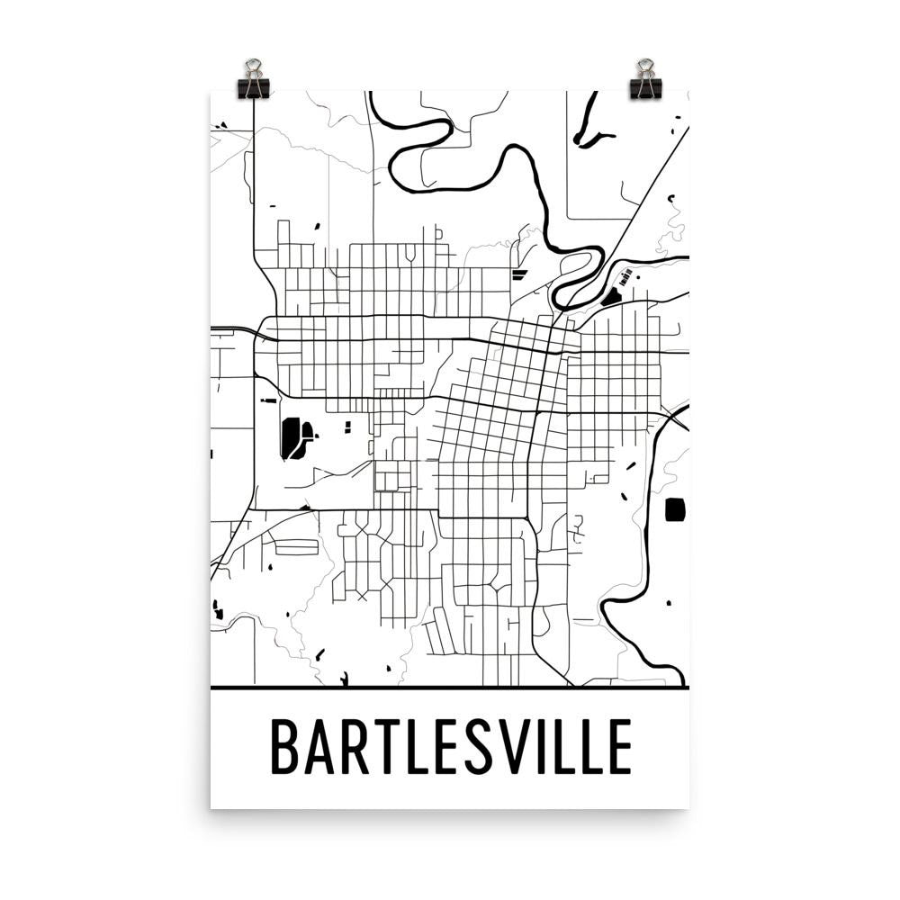 Bartlesville Street Map Poster White