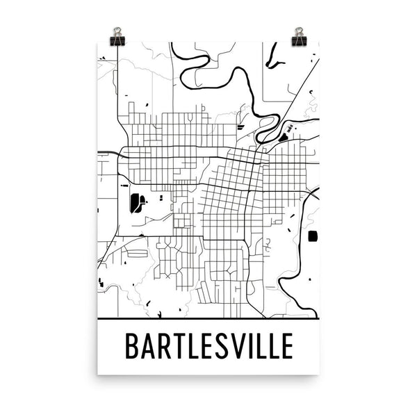 Bartlesville Street Map Poster White