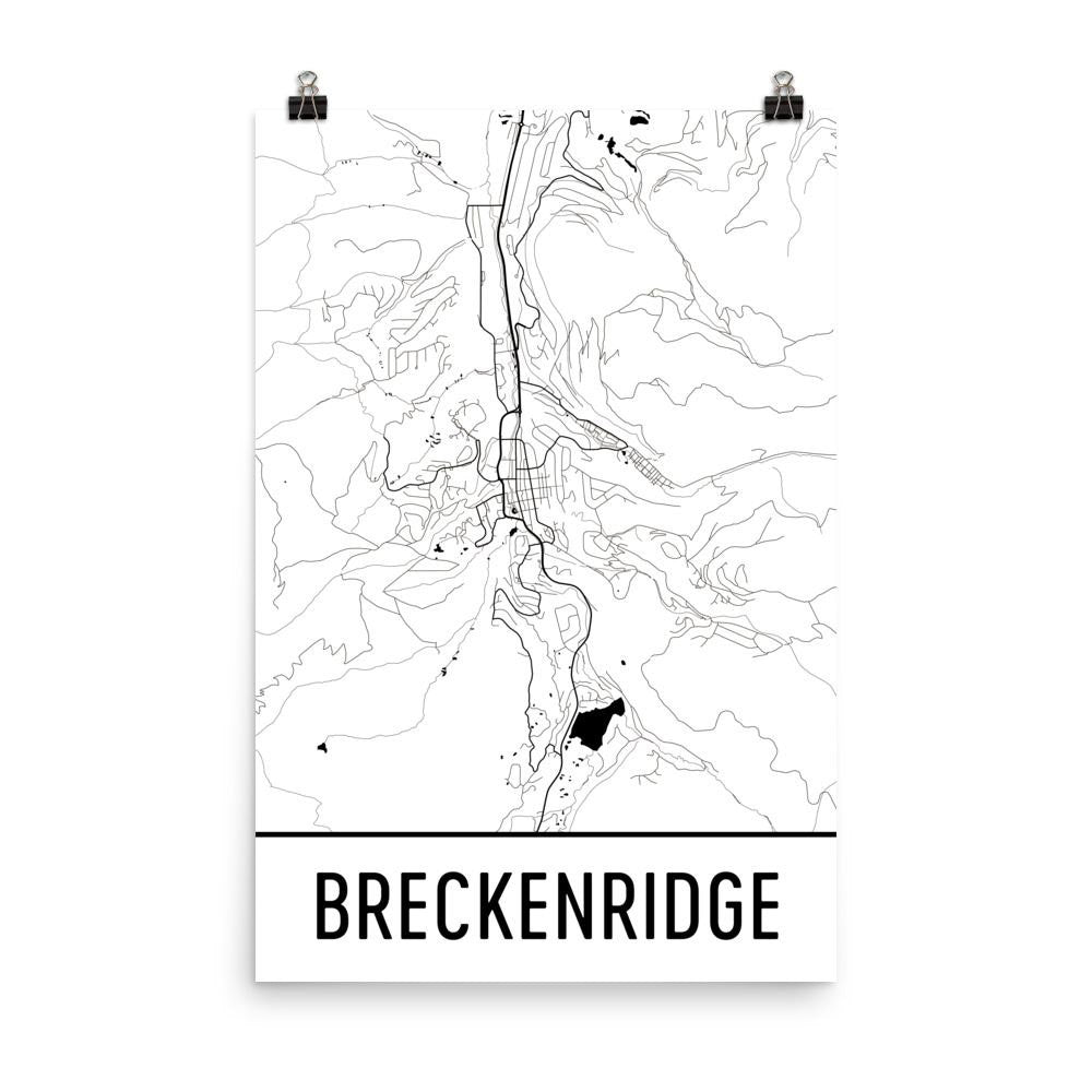 Breckenridge Street Map Poster White