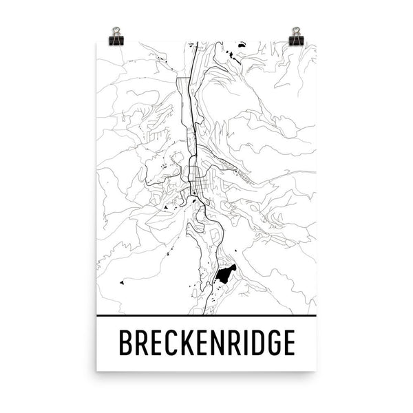 Breckenridge Street Map Poster White