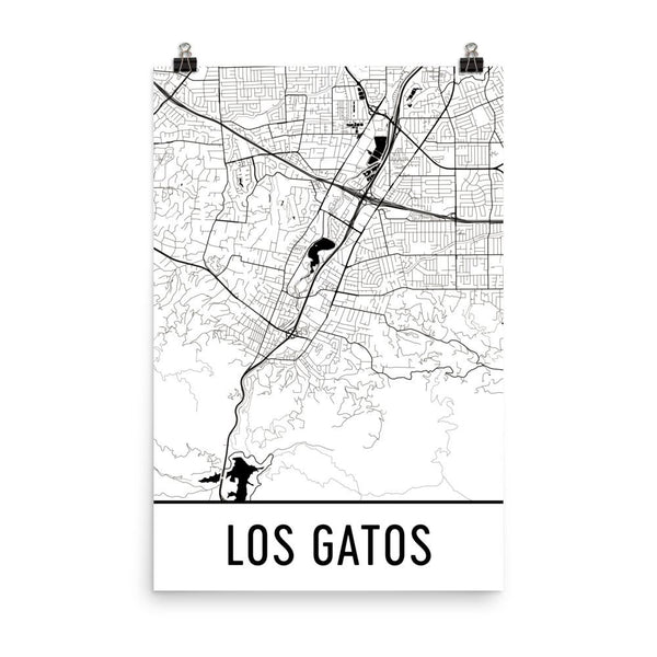 Los Gatos California Street Map Poster White