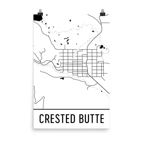 Crested Butte CO Street Map Poster White