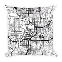 Atlanta black and white throw pillow with city map print 18x18