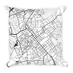 Blacksburg black and white throw pillow with city map print 18x18