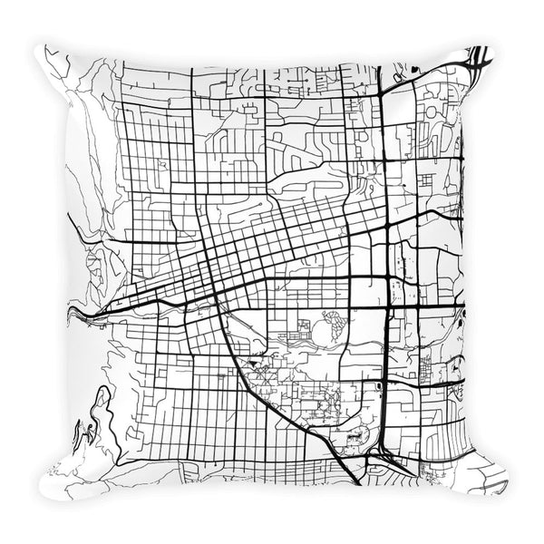 Boulder black and white throw pillow with city map print 12x20