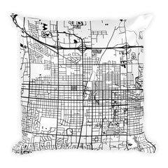 Champaign black and white throw pillow with city map print 18x18