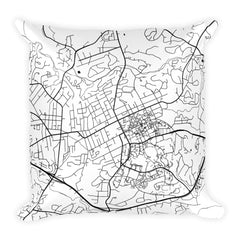 Chapel Hill black and white throw pillow with city map print 18x18