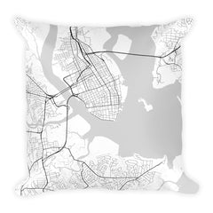 Charleston black and white throw pillow with city map print 18x18
