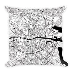 Dublin black and white throw pillow with city map print 18x18