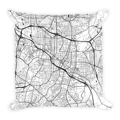 Durham black and white throw pillow with city map print 18x18