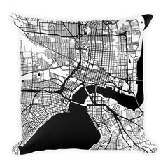 Jacksonville black and white throw pillow with city map print 18x18