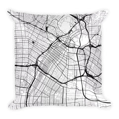 Los Angeles black and white throw pillow with city map print 18x18